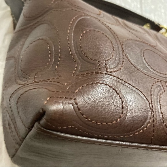 Coach stitched embossed c brown leather mini bag RARE - Picture 4 of 10